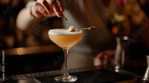 The cocktail is poured in a glass creating a fresh taste