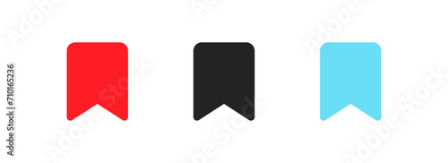 Bookmark button icons. Flat, color, bookmark buttons set, button design for social networks, bookmark icons. Vector icons