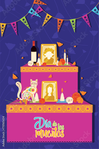 Cute dia de los muertos poster Vector illustration