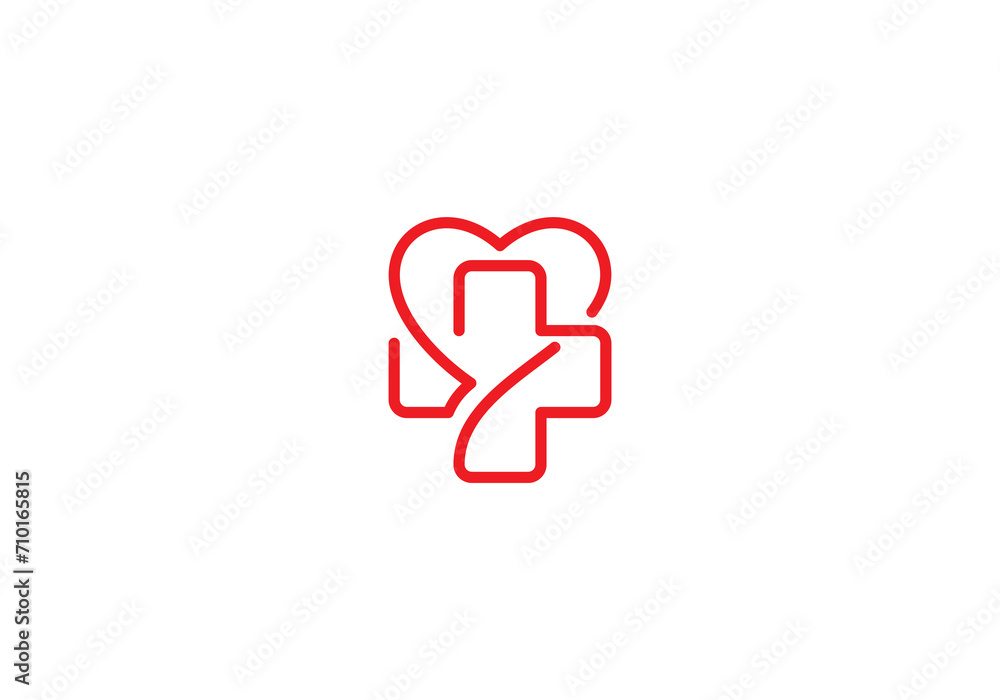 Fototapeta premium love logo healthcare and medical design icon template