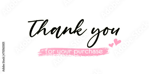 Thank you for your purchase word text handwriting illustration vector on transparent background. Element text letter formal casual script art thanks card decoration design business shop