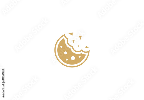 simple bite biscuit logo design icon template