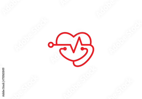 love stethoscope logo healthcare and medical design symbol template