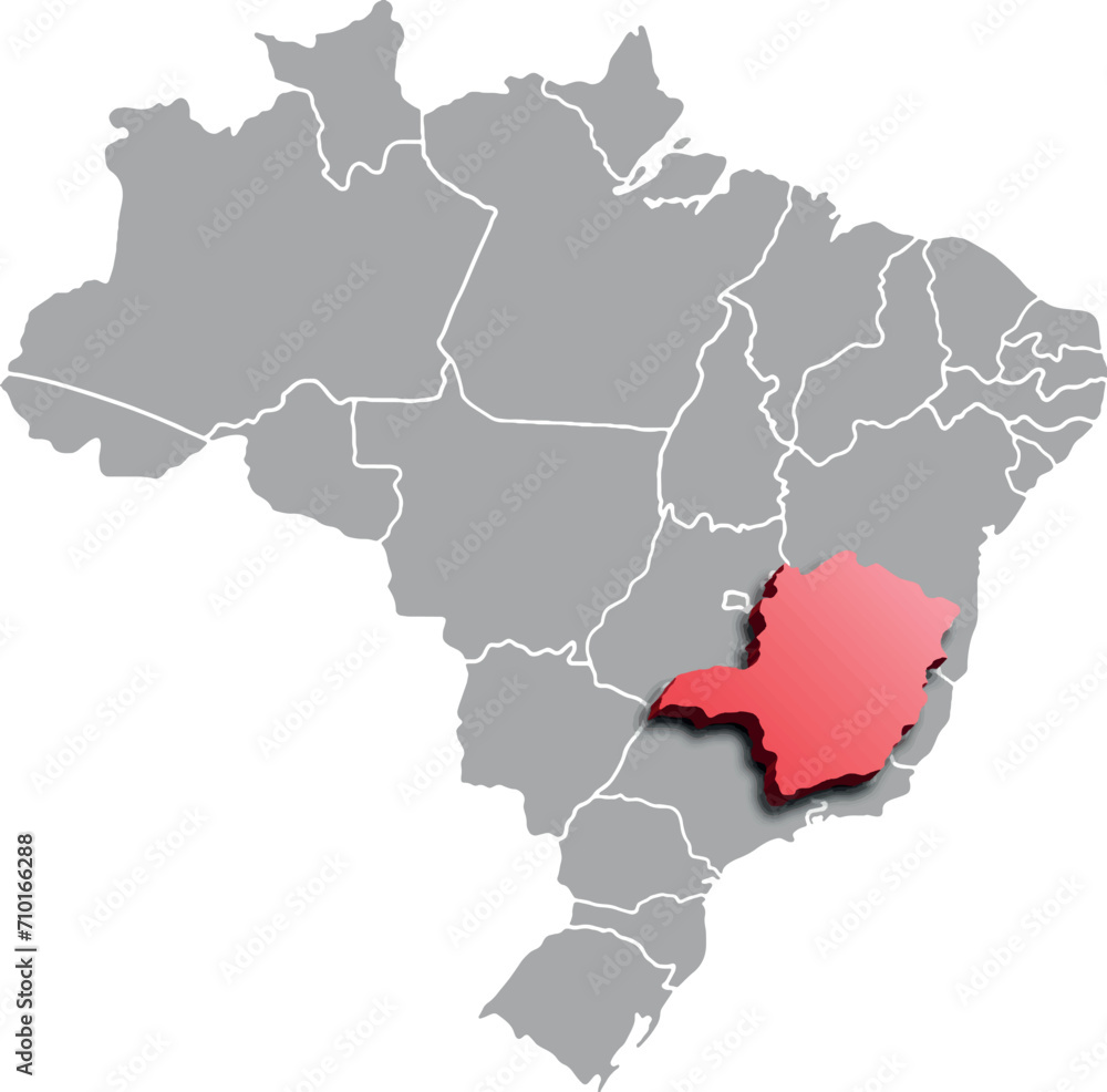 MINAS GERAIS DEPARTMENT MAP PROVINCE OF BRAZIL 3D ISOMETRIC MAP