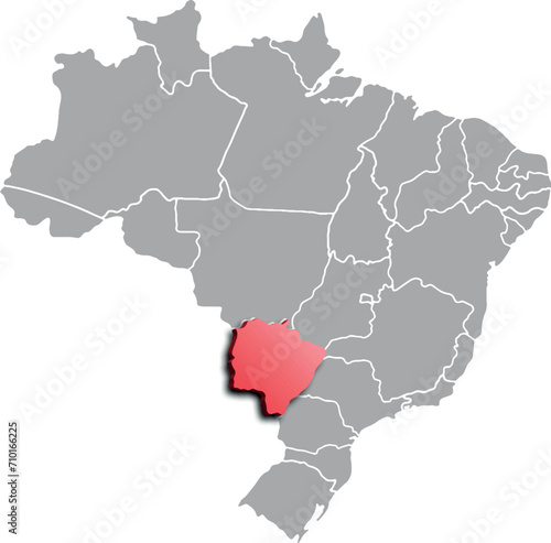 MATO GROSSO DO SUL DEPARTMENT MAP PROVINCE OF BRAZIL 3D ISOMETRIC MAP