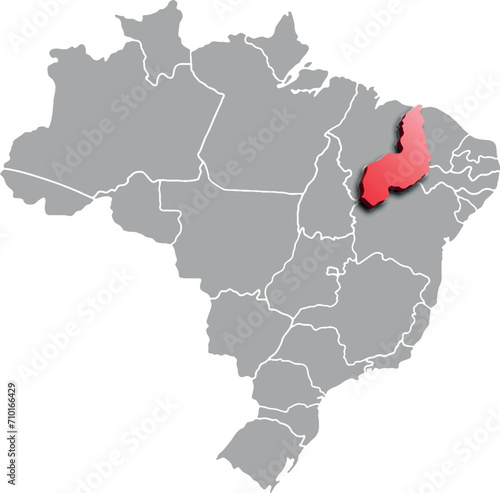 PIAUI MINAS GERAIS DEPARTMENT MAP PROVINCE OF BRAZIL 3D ISOMETRIC MAP photo
