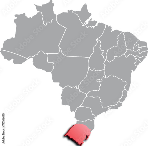 RIO GRANDE DO SUL DEPARTMENT MAP PROVINCE OF BRAZIL 3D ISOMETRIC MAP photo
