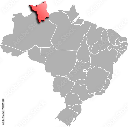 RORAIMA DEPARTMENT MAP PROVINCE OF BRAZIL 3D ISOMETRIC MAP