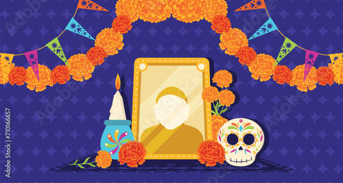 Cute dia de los muertos poster Vector illustration