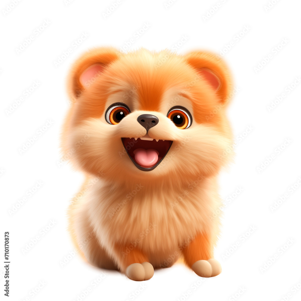 PNG 3d character of a cute spitz isolated on transparent background PNG 3d character of a cute spitz isolated on transparent background