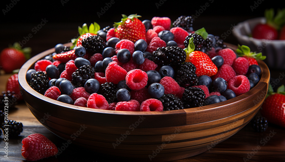 Freshness and abundance of berry fruits on wood generated by AI Freshness and abundance of berry fruits on wood generated by AI