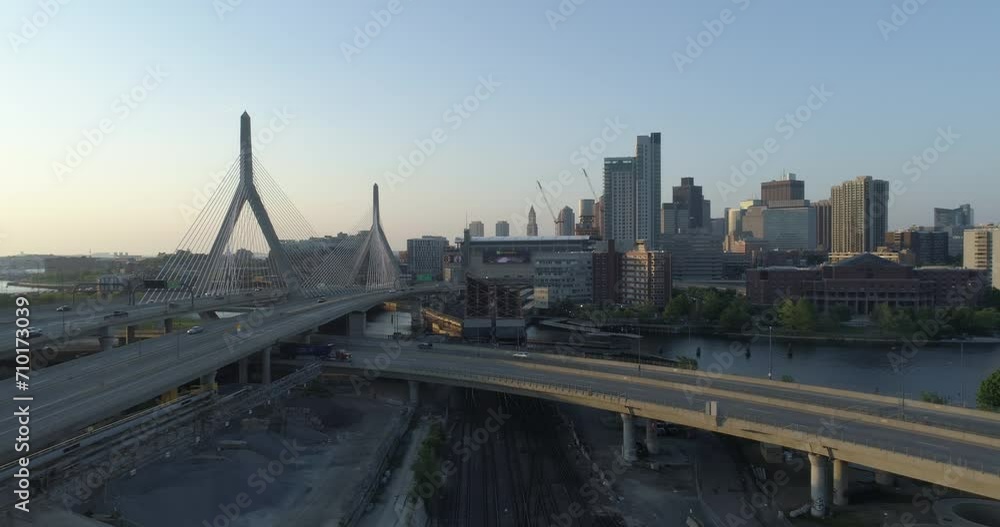 Aerial Shot of Boston and Traffic Aerial Shot of Boston and Traffic