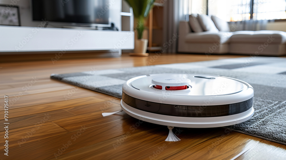 robotic vacuum cleaner in a modern living room robotic vacuum cleaner in a modern living room