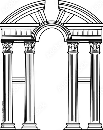 Vintage roman gate pillar drawing