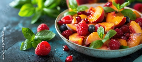 Fruit salad with peaches and nectarines.