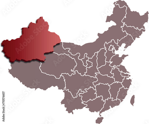 XINJIANG PROVINCE MAP CHINA 3D ISOMETRIC MAP