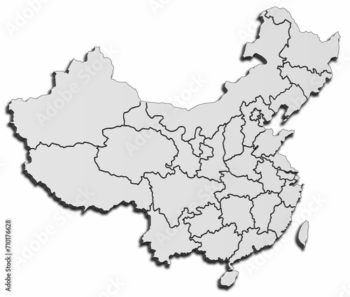 CHINA MAP ASIAN CONTINENT 3D MAP