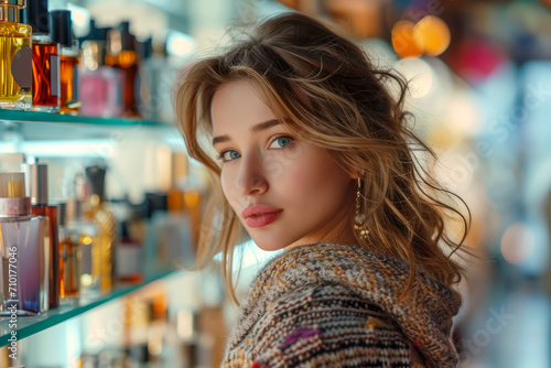 Attractive Woman Browsing in Perfume Store