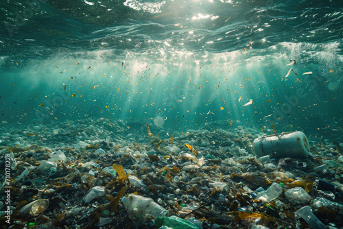 Underwater ocean trash