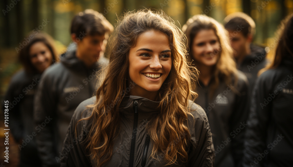 A group of friends smiling and enjoying nature generated by AI A group of friends smiling and enjoying nature generated by AI