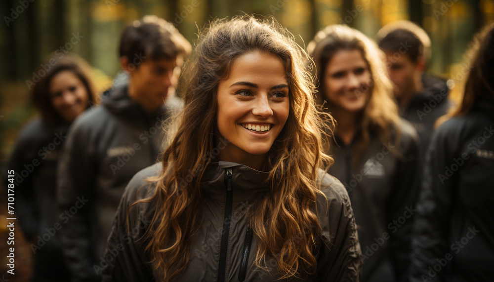 A group of friends smiling and enjoying nature generated by AI