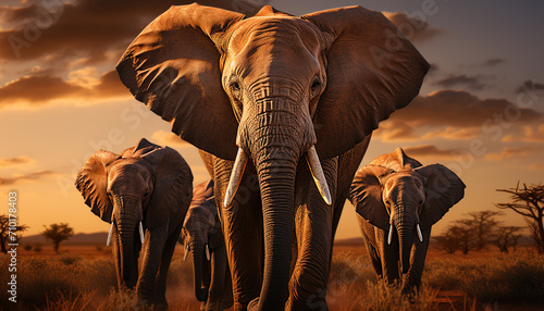 Elephants roam freely in the African wilderness generated by AI © Jemastock