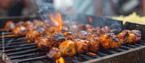 Nepalese chicken barbecue, an authentic and delicious street food.