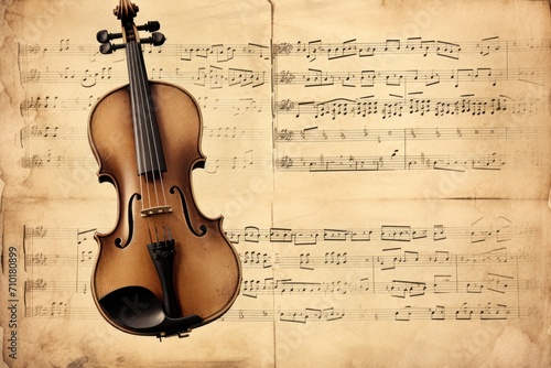 Vintage viola on sheet music photo