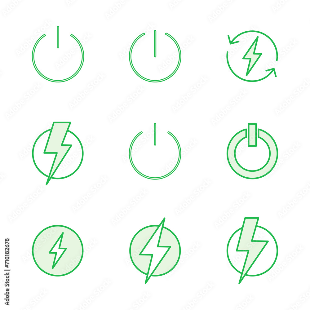 Power icon set. Power Switch Icon. Electric power Power icon set. Power Switch Icon. Electric power