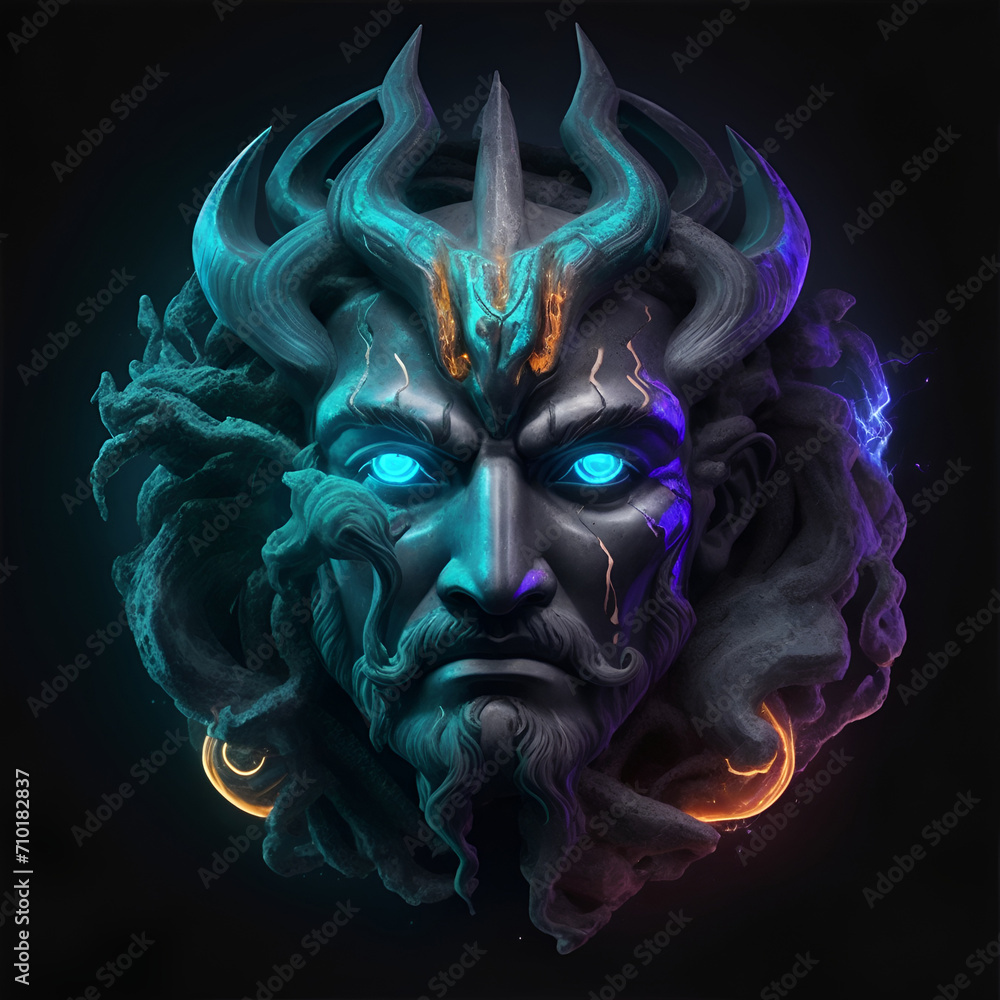 Naklejka premium Fun mask illustration on dark backround