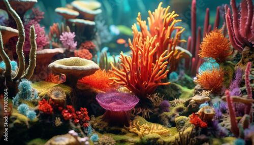 Underwater nature, fish reef, animal coral, water multi colored aquatic generated by AI