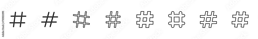 Fototapeta premium Hashtag icon set. hashtag symbol