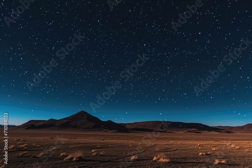 Starry Night Sky Over Desert Landscape, Nature's Beauty Concept