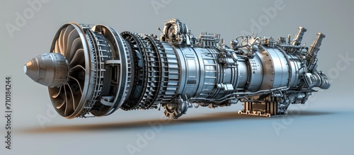 Gas turbine engine is a multipurpose machine for aircraft and oil and gas industries, with fan, compressor, combustion, and turbine sections. photo