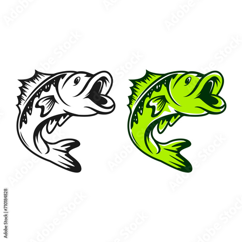 peacock bass fish cartoon drawing mascot