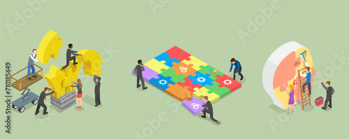 3D Isometric Flat Vector Illustration of Teamwork, Partnership for Achieving Team Success