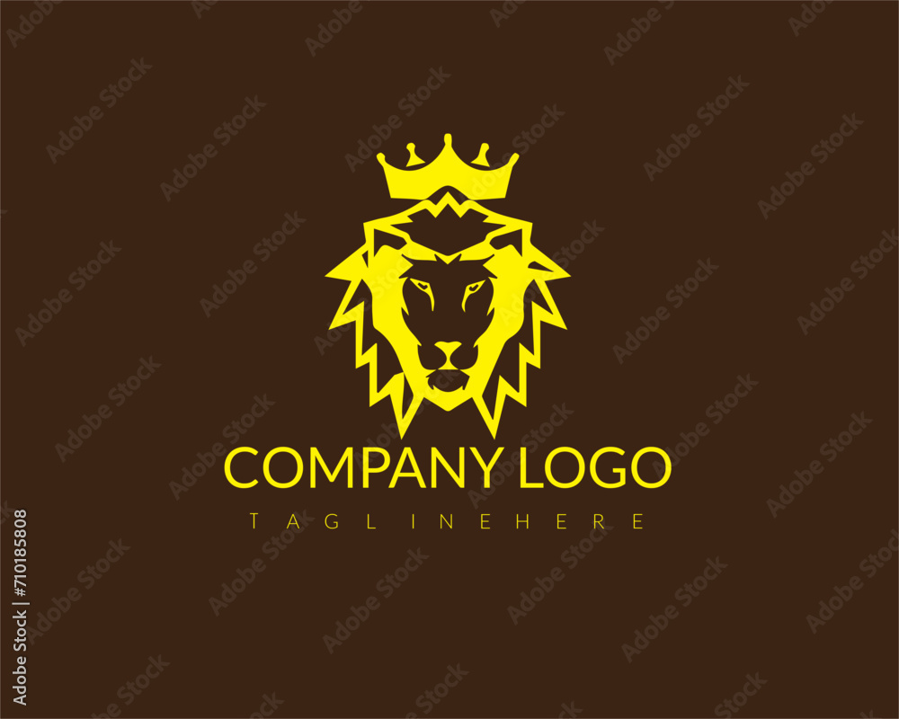 Obraz premium A lion head crown mascot premium logo.