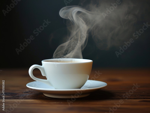 A Steaming Cup of Coffee on a Minimalist Saucer.