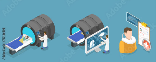 3D Isometric Flat Vector Illustration of Diagnostic Radiology , Magnetic Resonance Imaging