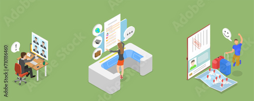 3D Isometric Flat Vector Illustration of Entry Permission, Visa Application Approval