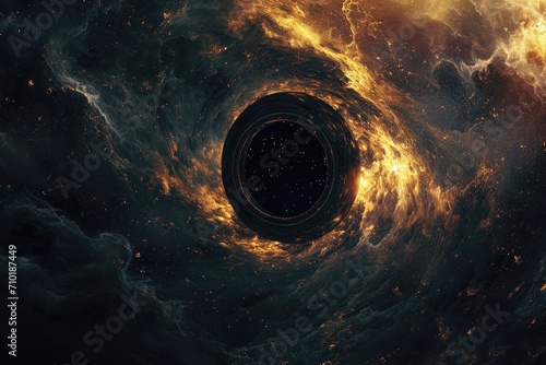 Obraz na płótnie A mesmerizing vortex of infinite darkness, a black hole in the vast expanse of t