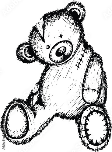 illustration of a broken teddy bear