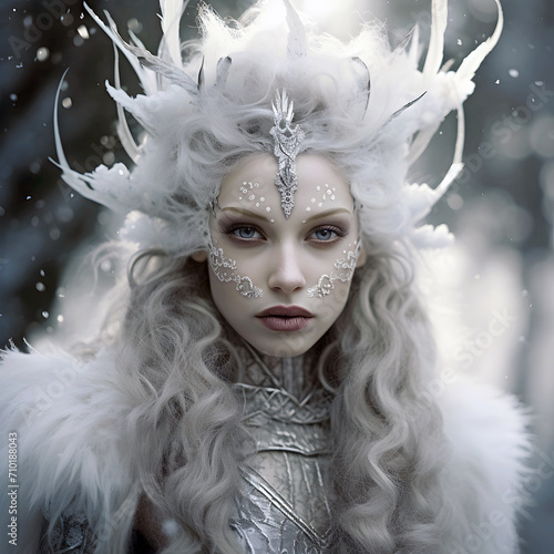 portrait of a white witch, ai generated,