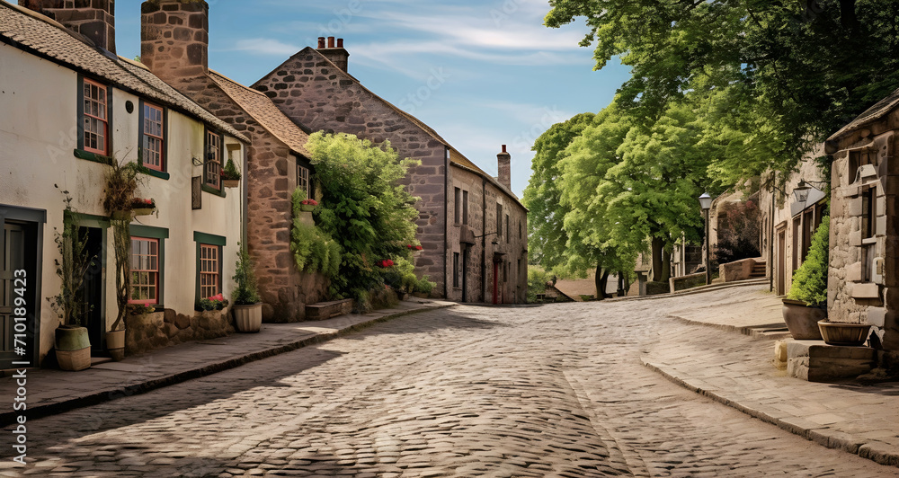 old cobbled street, ai generated.