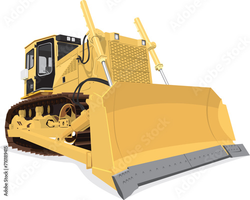 Bulldozer isolated on a white background. Construction equipment. Vector illustration.