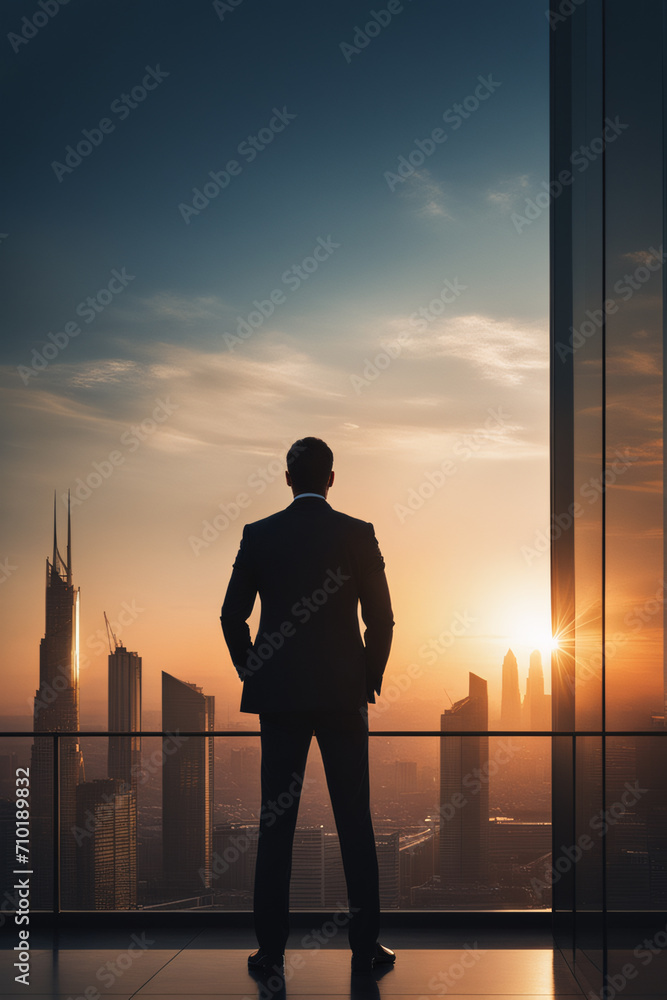 Silhouette of a businessman standing on the background Silhouette of a businessman standing on the background