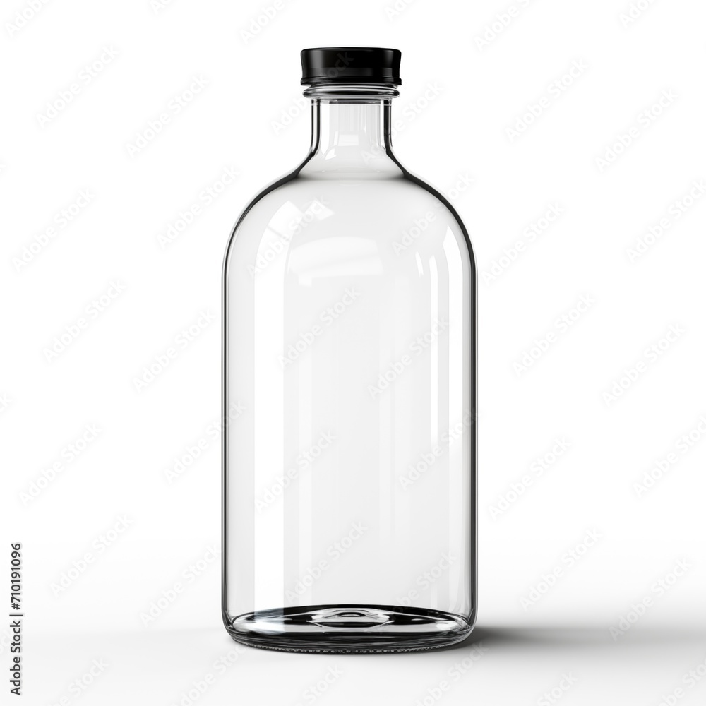 Large Glass Pump Bottle Rendered Mockup on White Background Large Glass Pump Bottle Rendered Mockup on White Background