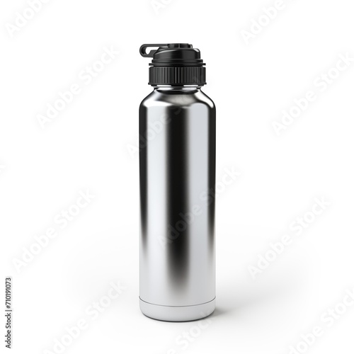 Standing Aluminum Water Bottle Mockup with Black Cap