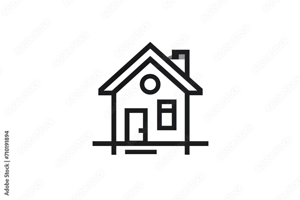 A simplistic yet elegant sketch of a house, captured in a monochromatic symbol that embodies the essence of design and home A simplistic yet elegant sketch of a house, captured in a monochromatic symbol that embodies the essence of design and home
