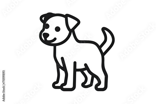 A charming cartoon canine sketched in classic black and white, exuding an endearing charm with its simple yet detailed line art